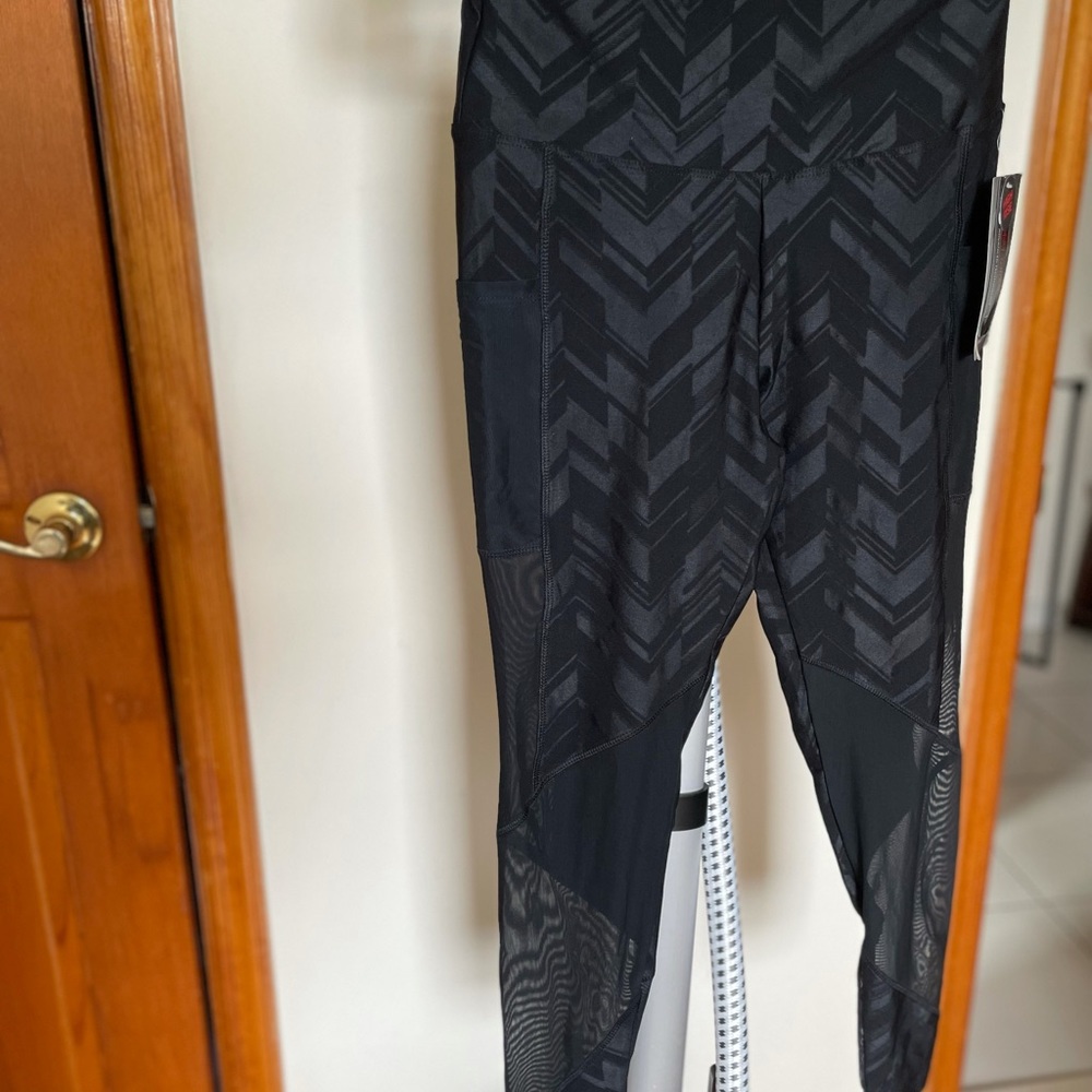 Bally Total Fitness Women’s High Waist, Black Mesh,  Pocket Ankle Leggings